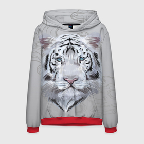 Мужская толстовка 3D с принтом Снежный нежный тигр , 100% полиэстер | двухслойный капюшон со шнурком для регулировки, мягкие манжеты на рукавах и по низу толстовки, спереди карман-кенгуру с мягким внутренним слоем. | tiger | белый тигр | животное | символ года | снежный тигр | тигр | хищник