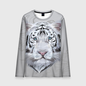 Мужской лонгслив 3D с принтом Снежный нежный тигр , 100% полиэстер | длинные рукава, круглый вырез горловины, полуприлегающий силуэт | tiger | белый тигр | животное | символ года | снежный тигр | тигр | хищник