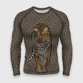 Мужской рашгард 3D с принтом Благородный тигр ,  |  | Тематика изображения на принте: благородный | грация | животное | символ года | тигр | хищник