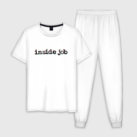 Мужская пижама хлопок с принтом INSIDE JOB LOGO GLITCH NEON , 100% хлопок | брюки и футболка прямого кроя, без карманов, на брюках мягкая резинка на поясе и по низу штанин
 | corp | corp inc | inside | inside job | shadow | грибы | заговор | инсайд | инсайд джоб | когнито инк | корп инк | корпорация | корпорация заговор | монстры | мультфильмы | нет | правительство | тайное правительство