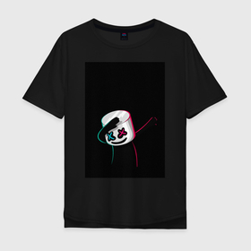 Мужская футболка хлопок Oversize с принтом Маршмелло Арт в Кировске, 100% хлопок | свободный крой, круглый ворот, “спинка” длиннее передней части | dj | арт | в топе | в тренде | граффити | музыка | мульт | неон
