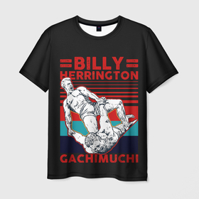 Мужская футболка 3D с принтом Гачимучи дерется Gachi в Санкт-Петербурге, 100% полиэфир | прямой крой, круглый вырез горловины, длина до линии бедер | billy herrington | gachi | gachimuchi | билли | борьба | гачимучи | мем