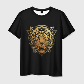 Мужская футболка 3D с принтом Тигр 2022 символ года в Санкт-Петербурге, 100% полиэфир | прямой крой, круглый вырез горловины, длина до линии бедер | 2022 | new year | tiger | water tiger | водяной тигр | символ года