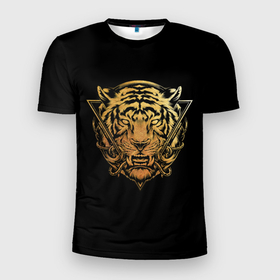 Мужская футболка 3D Slim с принтом Тигр 2022 символ года в Курске, 100% полиэстер с улучшенными характеристиками | приталенный силуэт, круглая горловина, широкие плечи, сужается к линии бедра | 2022 | new year | tiger | water tiger | водяной тигр | символ года