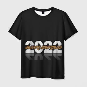 Мужская футболка 3D с принтом С Новым 2022 годом! в Курске, 100% полиэфир | прямой крой, круглый вырез горловины, длина до линии бедер | 2022 | new year | tiger | water tiger | водяной тигр | символ года