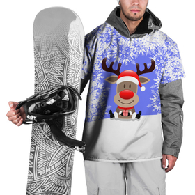 Накидка на куртку 3D с принтом Олень среди снежинок в Новосибирске, 100% полиэстер |  | Тематика изображения на принте: 2021 | 2022 | happy new year 2022 | дед мороз | новый год | новый год 2022 | олень | олень с подарком | санта | снег | снежинки