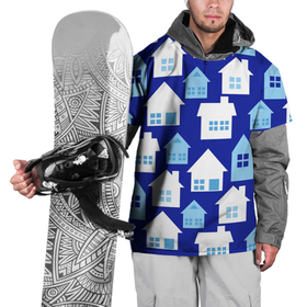 Накидка на куртку 3D с принтом Хочу дом в Санкт-Петербурге, 100% полиэстер |  | геометрия | город | дом | домики | зимний пейзаж