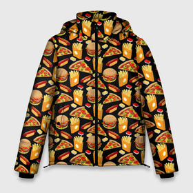 Мужская зимняя куртка 3D с принтом Fast Food (Фастфуд) в Курске, верх — 100% полиэстер; подкладка — 100% полиэстер; утеплитель — 100% полиэстер | длина ниже бедра, свободный силуэт Оверсайз. Есть воротник-стойка, отстегивающийся капюшон и ветрозащитная планка. 

Боковые карманы с листочкой на кнопках и внутренний карман на молнии. | Тематика изображения на принте: burger | cheeseburger | fast food | hamburger | hot dog | pizza | taco burrito | блюдо | бургер | быстрое питание | гамбургер | еда | жратва | завтрак | корм | кушанье | макдоналдс | обед | перекус | пицца | пища | повар