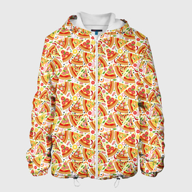 Мужская куртка 3D с принтом Пицца (Pizza) в Тюмени, ткань верха — 100% полиэстер, подклад — флис | прямой крой, подол и капюшон оформлены резинкой с фиксаторами, два кармана без застежек по бокам, один большой потайной карман на груди. Карман на груди застегивается на липучку | Тематика изображения на принте: fast food | pizza | pizzeria | блюдо | быстрое питание | еда | жратва | завтрак | застол | ингредиенты для пиццы | итальянская еда | корм | кухня | кушанье | лепёшка | обед | перекус | пирог | пицца | пиццерия | пища