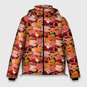Мужская зимняя куртка 3D с принтом Мясные Продукты в Тюмени, верх — 100% полиэстер; подкладка — 100% полиэстер; утеплитель — 100% полиэстер | длина ниже бедра, свободный силуэт Оверсайз. Есть воротник-стойка, отстегивающийся капюшон и ветрозащитная планка. 

Боковые карманы с листочкой на кнопках и внутренний карман на молнии. | блюдо | ветчина | говядина | еда | жратва | завтрак | закуска | застолье | колбаса | корм | кормление | курица | кушанье | мясник | мясные продукты | мясо | обед | перекус | пир | пища | повар