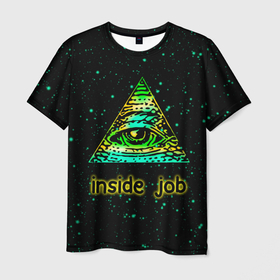 Мужская футболка 3D с принтом Inside Job Всевидящее око , 100% полиэфир | прямой крой, круглый вырез горловины, длина до линии бедер | allseeing eye | cognito inc | eye | inside job | reptilian | triangle | божий глаз | всевидящее око | всевядящий глаз | глаз | глаз в треугольнике | дельта | корпорация заговор | око | символ | треугольник с глазом