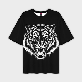 Мужская футболка OVERSIZE 3D с принтом Сильный тигр в Кировске,  |  | Тематика изображения на принте: 2022 | strong | tiger | сильный | тигр