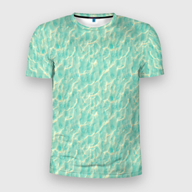 Мужская футболка 3D Slim с принтом Лазурная вода , 100% полиэстер с улучшенными характеристиками | приталенный силуэт, круглая горловина, широкие плечи, сужается к линии бедра | берег | вода | волны | голубая лагуна | море | одежда с водой | океан | пляж | река | речка