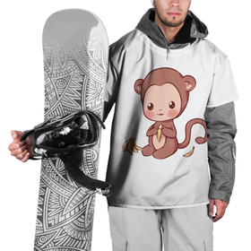 Накидка на куртку 3D с принтом Милая обезьяна ест банан в Петрозаводске, 100% полиэстер |  | бананы | животное | животные | милое | милое животное | мир | обезьяна