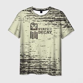 Мужская футболка 3D с принтом State of Decay logo в Новосибирске, 100% полиэфир | прямой крой, круглый вырез горловины, длина до линии бедер | Тематика изображения на принте: state of decay | survival horror | undead labs | загнивающий штат | зомби апокалипсис | стадия разложения | стейт оф декай