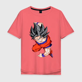 Мужская футболка хлопок Oversize с принтом Son Goku (Dragon Ball Z) в Петрозаводске, 100% хлопок | свободный крой, круглый ворот, “спинка” длиннее передней части | anime | dragonball | goku | аниме | анимэ | гоку | драконий | жемчуг | манга