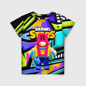 Детская футболка 3D с принтом Grom Brawl Stars Гром бравлы в Тюмени, 100% гипоаллергенный полиэфир | прямой крой, круглый вырез горловины, длина до линии бедер, чуть спущенное плечо, ткань немного тянется | brawl | brawl stars | brawlstars | grom | бравлстарс | гром