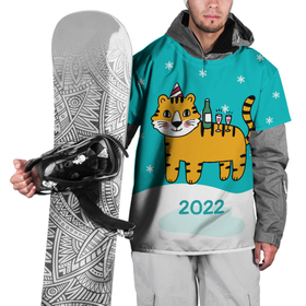 Накидка на куртку 3D с принтом Новогодний стол - тигр в Курске, 100% полиэстер |  | Тематика изображения на принте: 2022 | год тигра | новый год | новый год 2022 | символ года | тигр | тигренок | тигрица | тигры