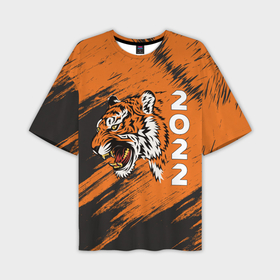 Мужская футболка OVERSIZE 3D с принтом ТИГР 2022 | TIGER 2022 в Курске,  |  | 2022 | 22 | animal | beast | christmas | merry | new | predator | tiger | year | водяного | водяной | год | животное | животные | зверь | новый | полосатый | полосы | рождество | тигр | тигра | хищник