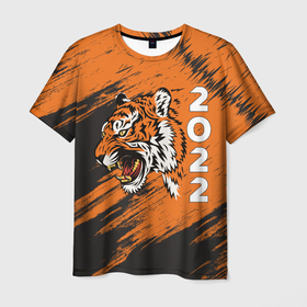 Мужская футболка 3D с принтом ТИГР 2022 TIGER 2022 в Санкт-Петербурге, 100% полиэфир | прямой крой, круглый вырез горловины, длина до линии бедер | 2022 | 22 | animal | beast | christmas | merry | new | predator | tiger | year | водяного | водяной | год | животное | животные | зверь | новый | полосатый | полосы | рождество | тигр | тигра | хищник