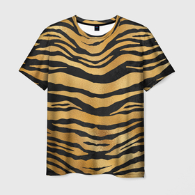 Мужская футболка 3D с принтом Текстура шкуры тигра в Санкт-Петербурге, 100% полиэфир | прямой крой, круглый вырез горловины, длина до линии бедер | 2022 | год тигра | новый год | новый год 2022 | символ года | тигр | тигренок | тигрица | тигры