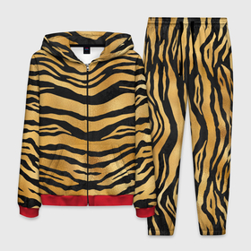 Мужской костюм 3D с принтом Текстура шкуры тигра в Екатеринбурге, 100% полиэстер | Манжеты и пояс оформлены тканевой резинкой, двухслойный капюшон со шнурком для регулировки, карманы спереди | 2022 | год тигра | новый год | новый год 2022 | символ года | тигр | тигренок | тигрица | тигры