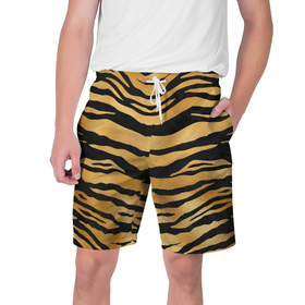 Мужские шорты 3D с принтом Текстура шкуры тигра ,  полиэстер 100% | прямой крой, два кармана без застежек по бокам. Мягкая трикотажная резинка на поясе, внутри которой широкие завязки. Длина чуть выше колен | Тематика изображения на принте: 2022 | год тигра | новый год | новый год 2022 | символ года | тигр | тигренок | тигрица | тигры