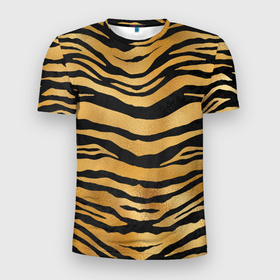 Мужская футболка 3D спортивная с принтом Текстура шкуры тигра , 100% полиэстер с улучшенными характеристиками | приталенный силуэт, круглая горловина, широкие плечи, сужается к линии бедра | Тематика изображения на принте: 2022 | год тигра | новый год | новый год 2022 | символ года | тигр | тигренок | тигрица | тигры