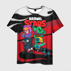 Мужская футболка 3D с принтом Бойцы Brawl Stars в Петрозаводске, 100% полиэфир | прямой крой, круглый вырез горловины, длина до линии бедер | Тематика изображения на принте: brawl | brawl stars | brawlstars | leon | бравлстарс | ворон | леон | лион