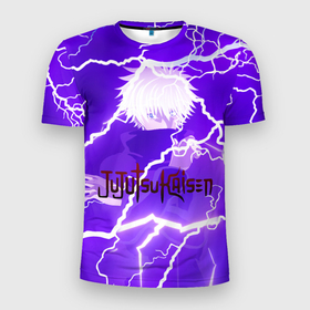 Мужская футболка 3D Slim с принтом Jujutsu Kaisen | Light в Екатеринбурге, 100% полиэстер с улучшенными характеристиками | приталенный силуэт, круглая горловина, широкие плечи, сужается к линии бедра | anime | gojou | jujutsu | jujutsu kaisen | kaisen | manga | satoru | satoru gojou | sorcery fight | аниме | анимэ | битва | годзё | магическая | магическая битва | манга | молнии | сатору | сатору годзё