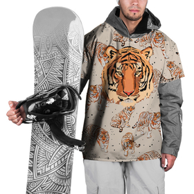 Накидка на куртку 3D с принтом Тигриный Паттерн | Символ 2022 Года в Курске, 100% полиэстер |  | Тематика изображения на принте: 2022 | beast | black | cat | christmas | merry | new year | tiger | xmas | борьба | водяной | год тигра | животные | зверь | когти | кот | кошки | новый год | огонь | паттерн | полосатый | рождество | снег | снежинки | тигр | узор | чб