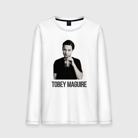 Мужской лонгслив хлопок с принтом Tobey Maguire в Тюмени, 100% хлопок |  | actor | tobey maguire | актер | калифорния | продюсер | сантамоника | сша | тоби магуайр