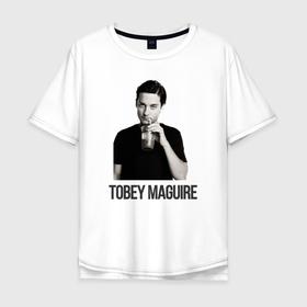 Мужская футболка хлопок Oversize с принтом Tobey Maguire , 100% хлопок | свободный крой, круглый ворот, “спинка” длиннее передней части | Тематика изображения на принте: actor | tobey maguire | актер | калифорния | продюсер | сантамоника | сша | тоби магуайр