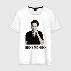 Мужская футболка хлопок с принтом Tobey Maguire в Тюмени, 100% хлопок | прямой крой, круглый вырез горловины, длина до линии бедер, слегка спущенное плечо. | actor | tobey maguire | актер | калифорния | продюсер | сантамоника | сша | тоби магуайр
