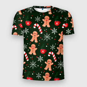 Мужская футболка 3D Slim с принтом НОВЫЙ ГОД | 2022 | АТМОСФЕРА в Новосибирске, 100% полиэстер с улучшенными характеристиками | приталенный силуэт, круглая горловина, широкие плечи, сужается к линии бедра | 2022 | christmas | new year | елка | новый год | рождество