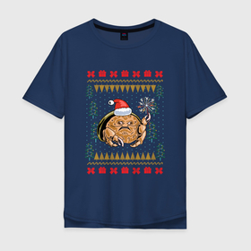 Мужская футболка хлопок Oversize с принтом Губчатый краб рождественский свитер в Екатеринбурге, 100% хлопок | свободный крой, круглый ворот, “спинка” длиннее передней части | Тематика изображения на принте: christmas | dromiidae | ugly sweater | вечеринка | губковый краб | дромииды | животные | забавный | косплей | краб | маскарад | недовольный | новогодние праздники | новый год | ракообразные | рождественский свитер