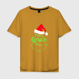Мужская футболка хлопок Oversize с принтом Гринч похититель рождества (новый год) в Курске, 100% хлопок | свободный крой, круглый ворот, “спинка” длиннее передней части | 2022 | гринч | новый год | подарок | рождества | символ года | тигр