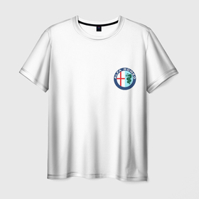 Мужская футболка 3D с принтом Alfa Romeo in heart , 100% полиэфир | прямой крой, круглый вырез горловины, длина до линии бедер | 147 | 156 | 159 | 166 | alfa romeo | alfa romeo giulia | alfaromeo | giulia | quadrifoglio | альфа | альфа ромео | альфаромер | квадрифолио | ромео