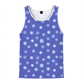 Мужская майка 3D с принтом Снежинки Новогодние в Курске, 100% полиэстер | круглая горловина, приталенный силуэт, длина до линии бедра. Пройма и горловина окантованы тонкой бейкой | Тематика изображения на принте: abstraction | blue | different | many | snow | snowflakes | абстракция | голубые | много | разные | снег | снежинки