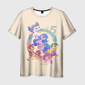 Мужская футболка 3D с принтом G5 My Little Pony в Санкт-Петербурге, 100% полиэфир | прямой крой, круглый вырез горловины, длина до линии бедер | Тематика изображения на принте: a new generation | hitch | izzy | moonbow | my little pony | pipp | sunny | дружба | единорог | единороги | иззи | магия | мунбоу | новое поколение | пегас | пегасы | петалс | пип | пипп | пони | санни | старскаут | хитч | шторм