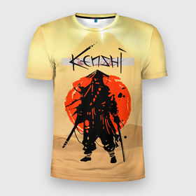 Мужская футболка 3D Slim с принтом KENSHI в Белгороде, 100% полиэстер с улучшенными характеристиками | приталенный силуэт, круглая горловина, широкие плечи, сужается к линии бедра | Тематика изображения на принте: desert | kenshi | kenshi игра | samurai | кенши | пустыня | самурай