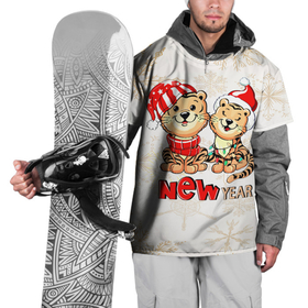 Накидка на куртку 3D с принтом Двойняшки в Курске, 100% полиэстер |  | new year | арт | графика | зима | новый год | рождество | тигры