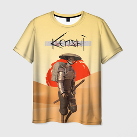 Мужская футболка 3D с принтом KENSHI КЕНШИ в Екатеринбурге, 100% полиэфир | прямой крой, круглый вырез горловины, длина до линии бедер | desert | kenshi | kenshi игра | samurai | кенши | пустыня | самурай