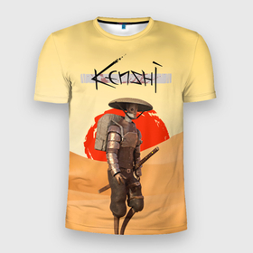 Мужская футболка 3D Slim с принтом KENSHI КЕНШИ в Екатеринбурге, 100% полиэстер с улучшенными характеристиками | приталенный силуэт, круглая горловина, широкие плечи, сужается к линии бедра | desert | kenshi | kenshi игра | samurai | кенши | пустыня | самурай