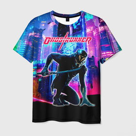 Мужская футболка 3D с принтом Ghostrunner Neon City в Петрозаводске, 100% полиэфир | прямой крой, круглый вырез горловины, длина до линии бедер | Тематика изображения на принте: ghostrunner | jack | the ghostrunner | гост раннер | гостраннер | джек | призрачный бегун