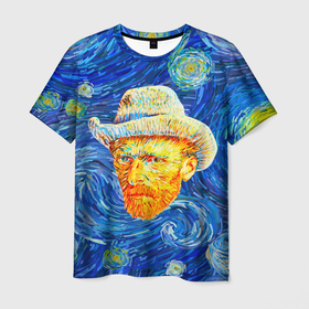 Мужская футболка 3D с принтом Van Gogh Paints в Петрозаводске, 100% полиэфир | прямой крой, круглый вырез горловины, длина до линии бедер | van gogh | ван гог | искусство | картина | краски | портрет | художник