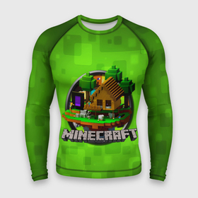 Мужской рашгард 3D с принтом Minecraft Logo Green в Курске,  |  | logo | minecraft | игра | майнкрафт