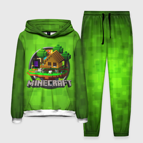 Мужской костюм 3D (с толстовкой) с принтом Minecraft Logo Green ,  |  | Тематика изображения на принте: logo | minecraft | игра | майнкрафт