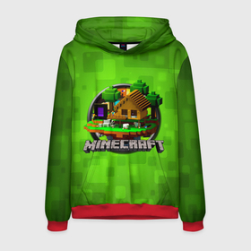 Мужская толстовка 3D с принтом Minecraft Logo Green , 100% полиэстер | двухслойный капюшон со шнурком для регулировки, мягкие манжеты на рукавах и по низу толстовки, спереди карман-кенгуру с мягким внутренним слоем. | logo | minecraft | игра | майнкрафт