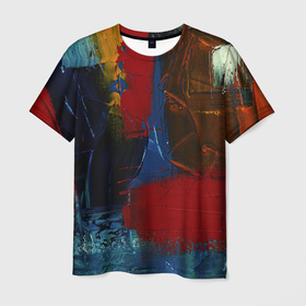 Мужская футболка 3D с принтом СТАРАЯ КРАСКА в Белгороде, 100% полиэфир | прямой крой, круглый вырез горловины, длина до линии бедер | абстракция | краска | маслянная | старая | стена | текстура | холст | цвет